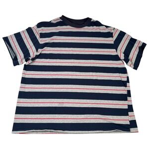 MONE Seoul Mens Striped T-Shirt Navy Blue Gray Red Short Sleeve Crew Neck XXLL
